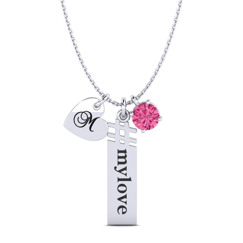 14k Oro Blanco Turmalina rosa Colgante de Mujer Johnie