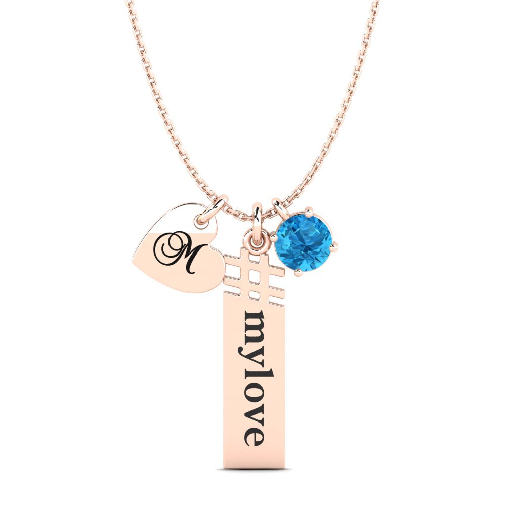 Rotgold 585 Blauer Topas Damen anhänger Johnie