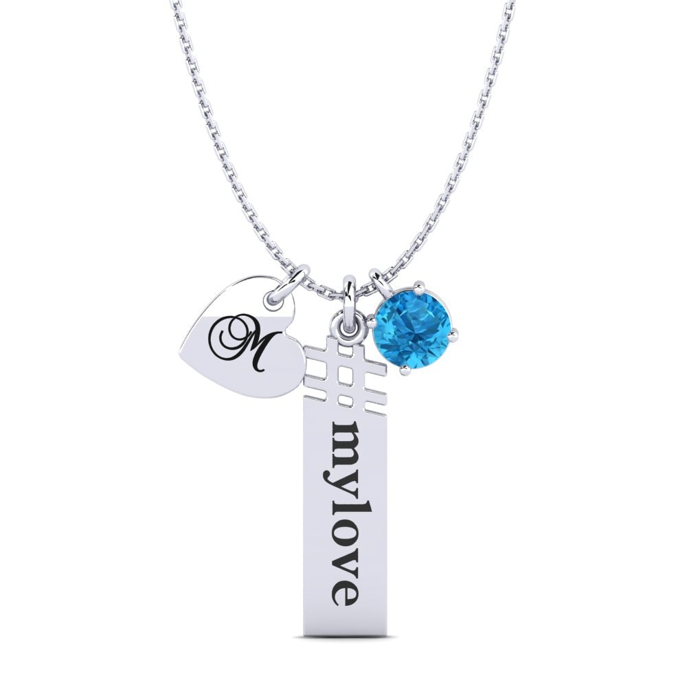 Weiß-Silber Blauer Topas Damen anhänger Johnie