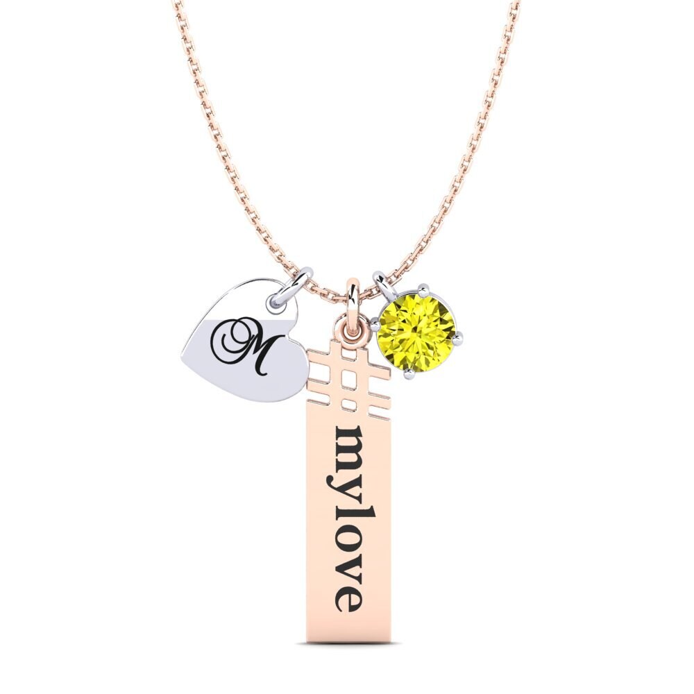 14k Oro Rosa & Blanco Diamante Amarillo Colgante de Mujer Johnie