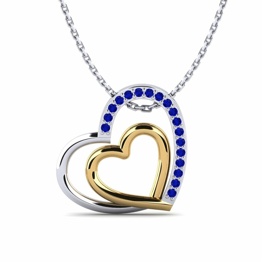 Vàng Trắng-Vàng 9K Đá Sapphire Mặt dây chuyền nữ Jolandi