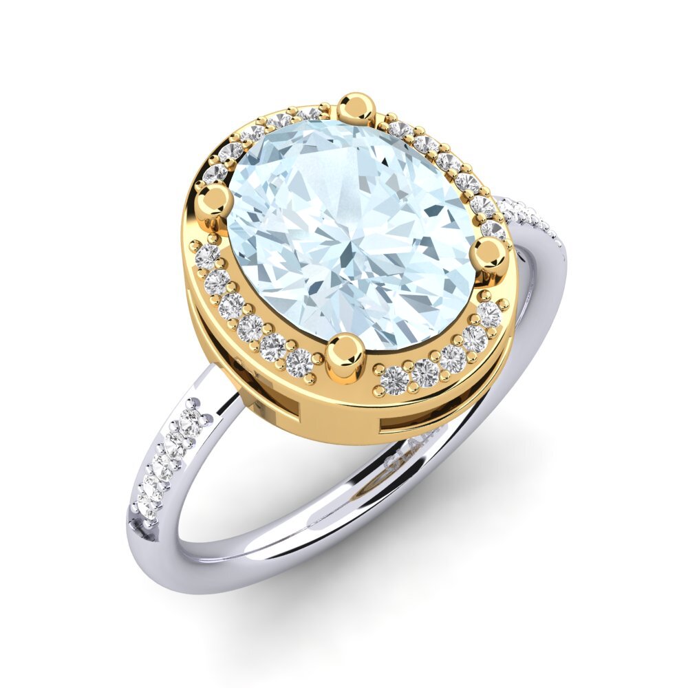 14k Oro Blanco & Amarillo Anillo de compromiso Jolecia