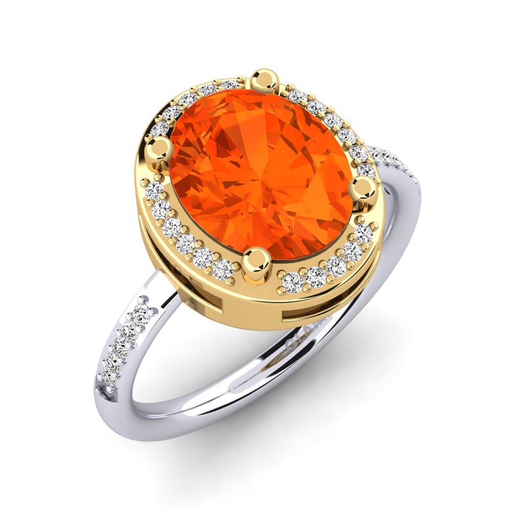 18ct White / Yellow Gold Fire-Opal Engagement Ring Jolecia