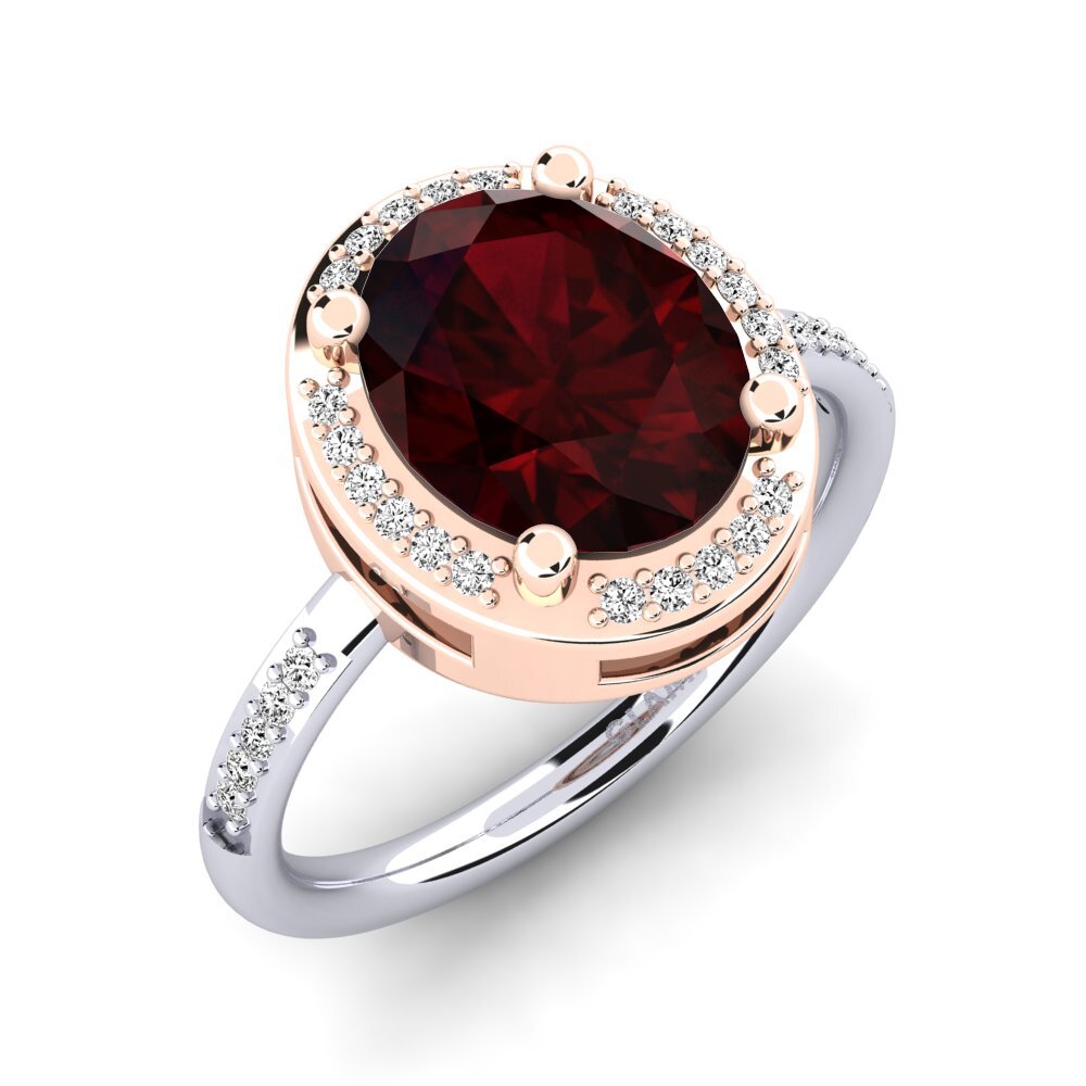 18k Oro Blanco & Rosa Granate Anillo de compromiso Jolecia