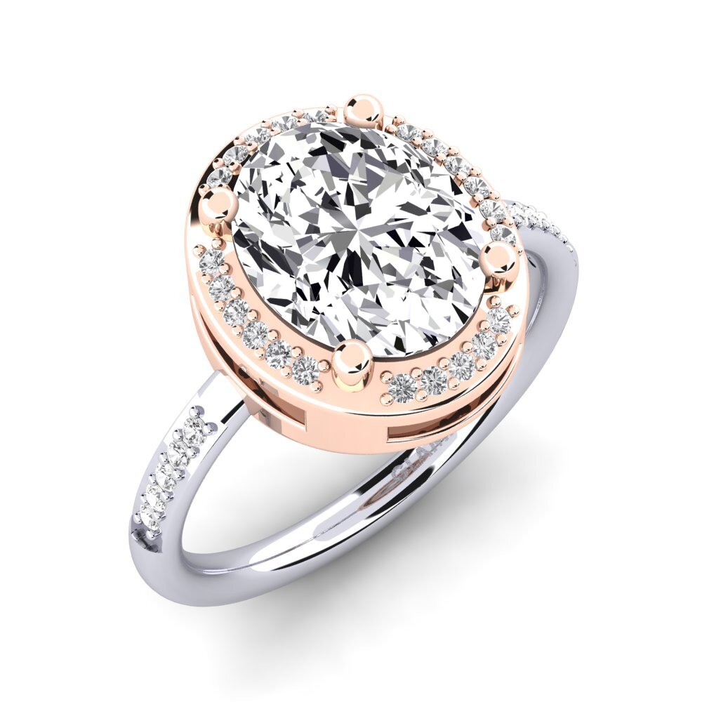 18k Oro Blanco & Rosa Moissanita Anillo de compromiso Jolecia