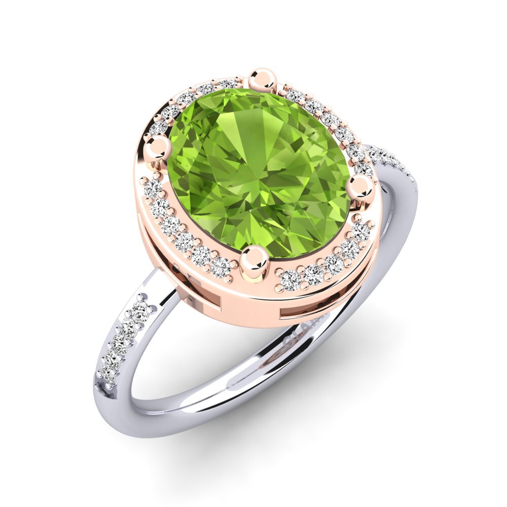 18ct White / Rose Gold Peridot Engagement Ring Jolecia