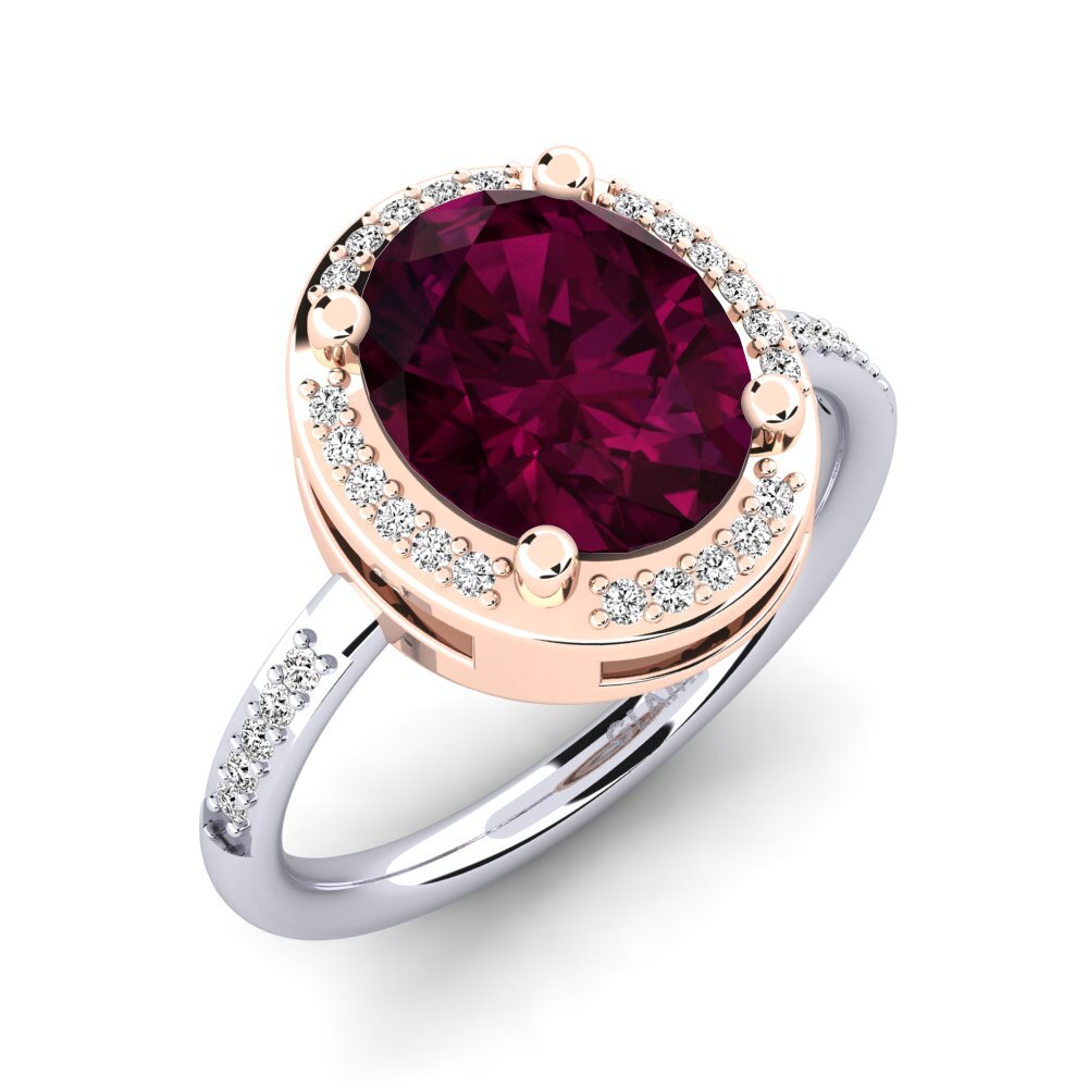 18ct White / Rose Gold Rhodolite Garnet Engagement Ring Jolecia