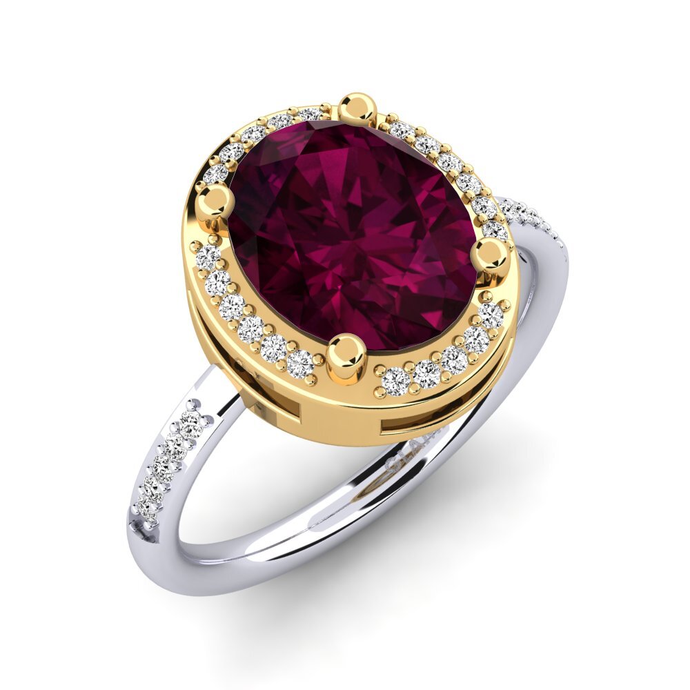18ct White / Yellow Gold Rhodolite Garnet Engagement Ring Jolecia