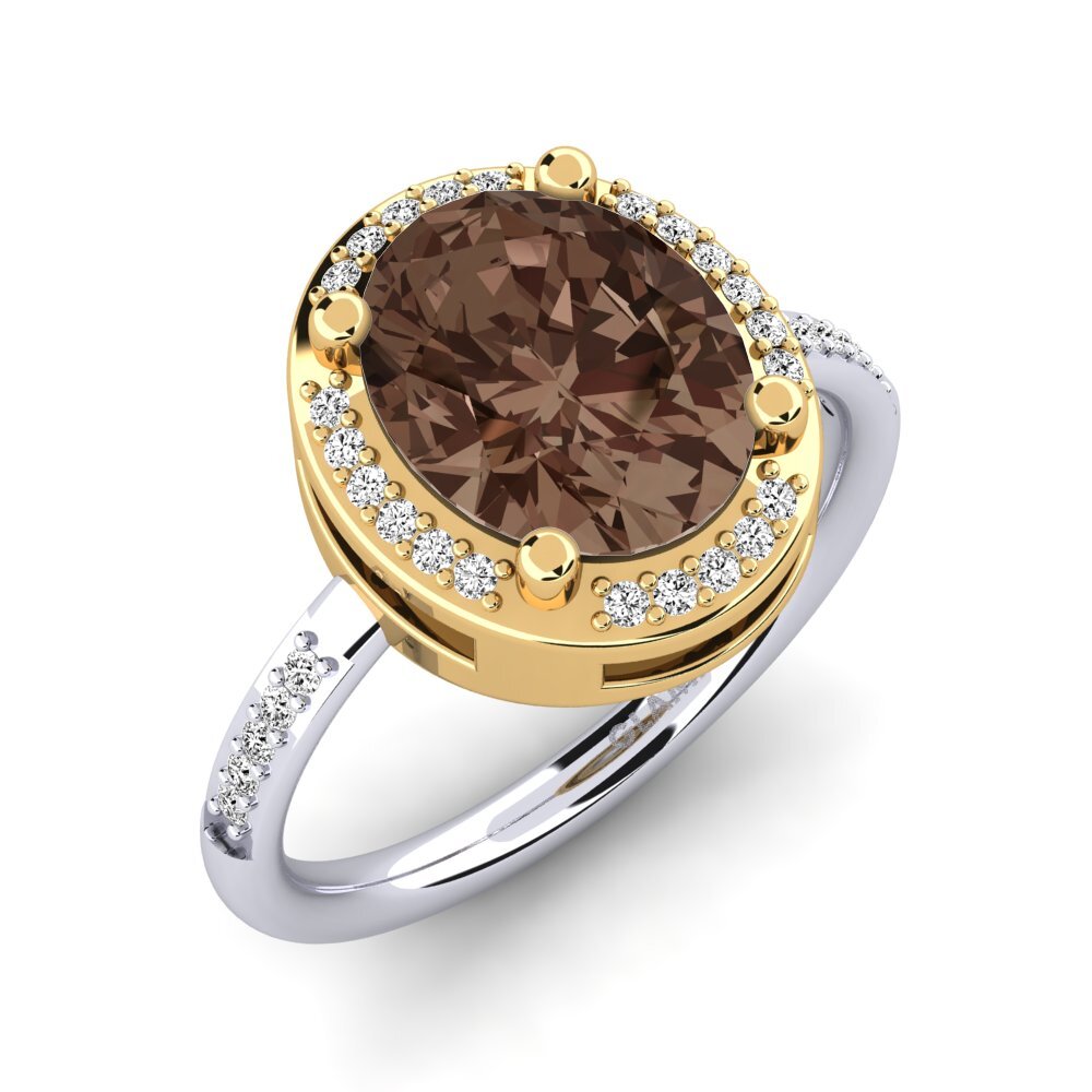 18ct White / Yellow Gold Smoky Quartz Engagement Ring Jolecia