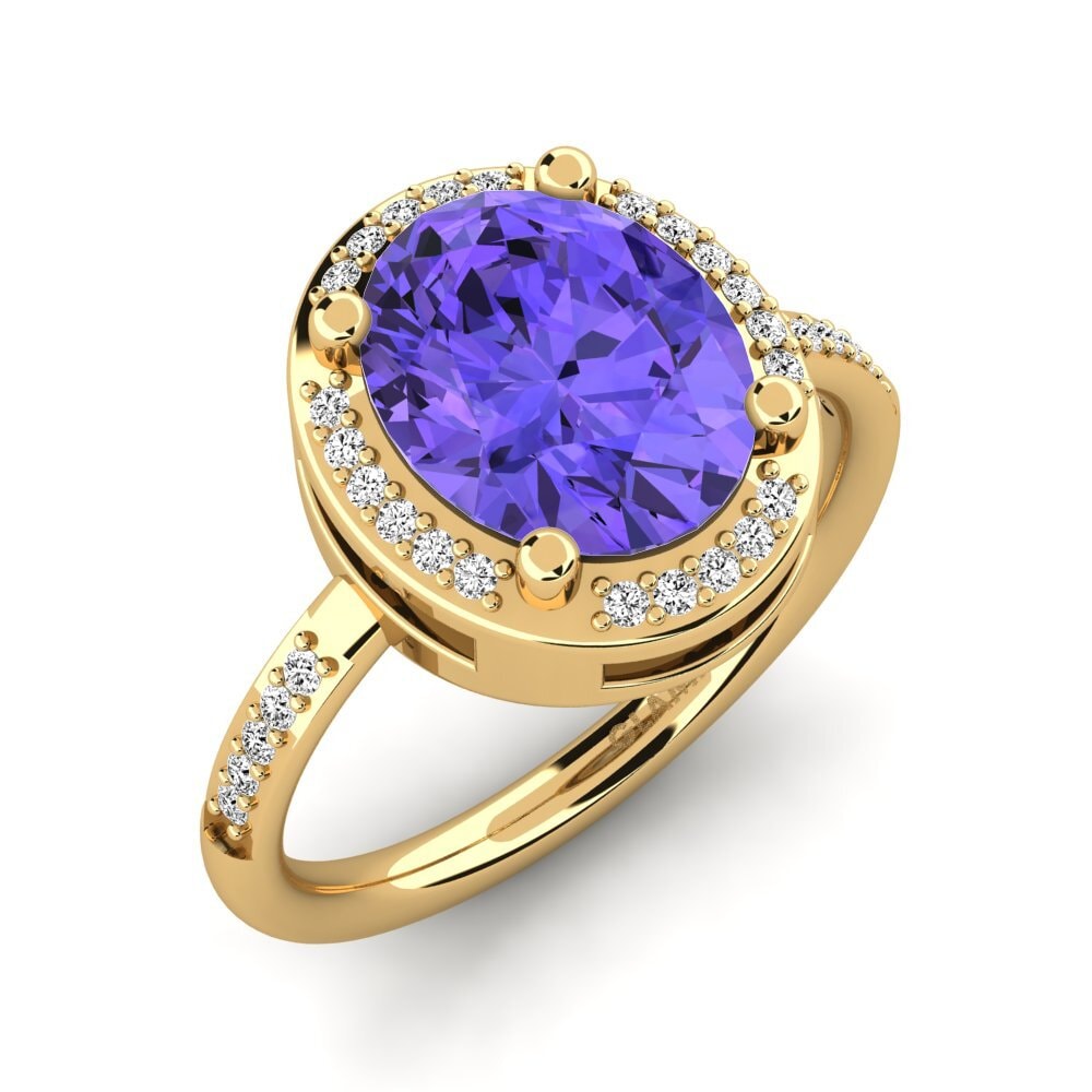 14k Oro Amarillo Tanzanita Anillo de compromiso Jolecia