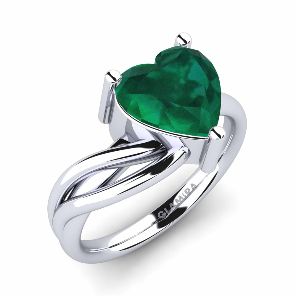 Heart Emerald 9k White Gold Engagement Ring Jolene