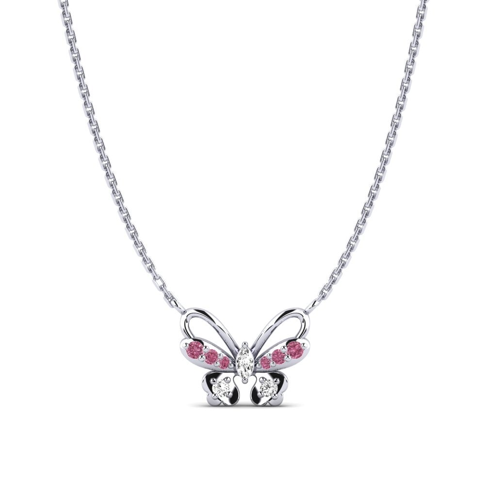 18ct White Gold Rhodolite Garnet Women's Necklace Joliend