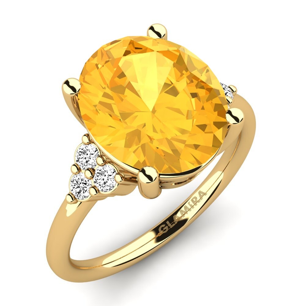 18k Oro Amarillo Citrino Anillo Jomairys