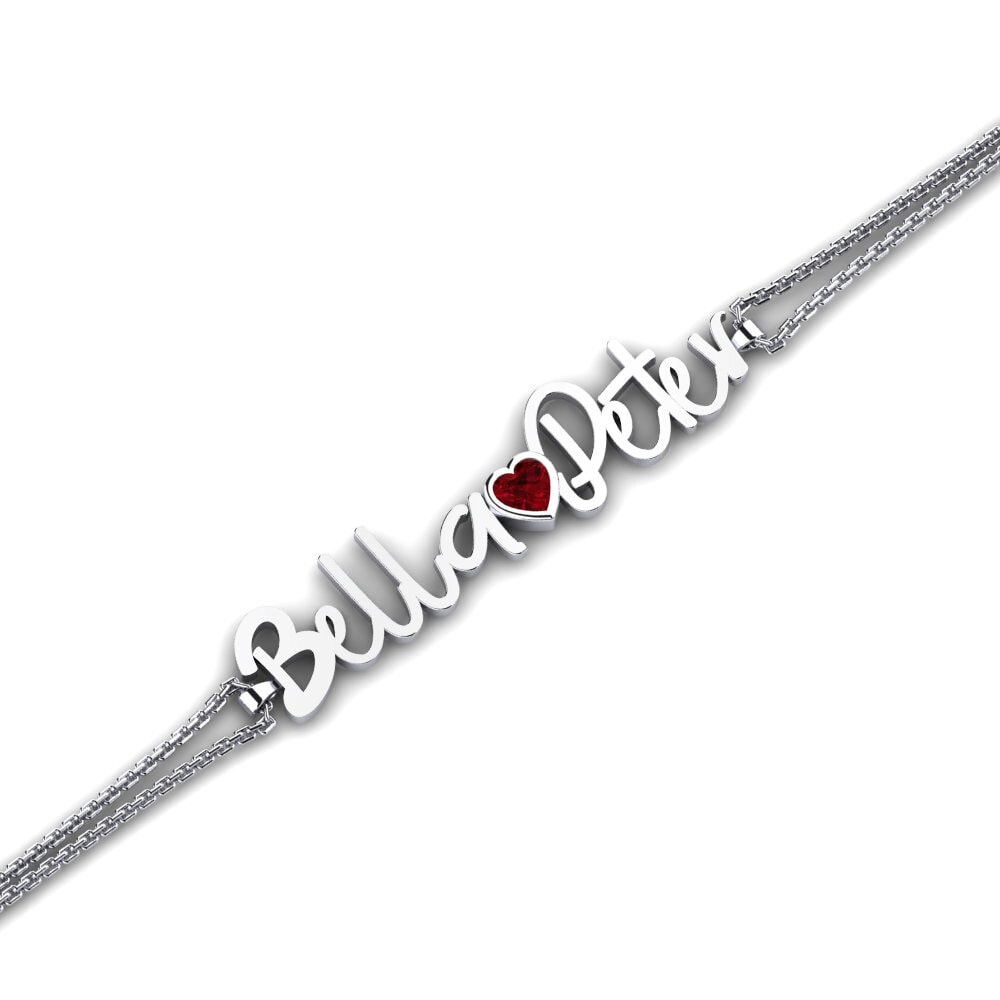 14ct White Gold Red Zirconia Women's Bracelet Jona