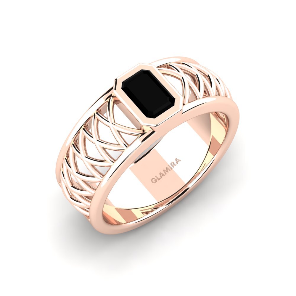 Oro Rosso 585 Onice Nero Anello da uomo Jonah