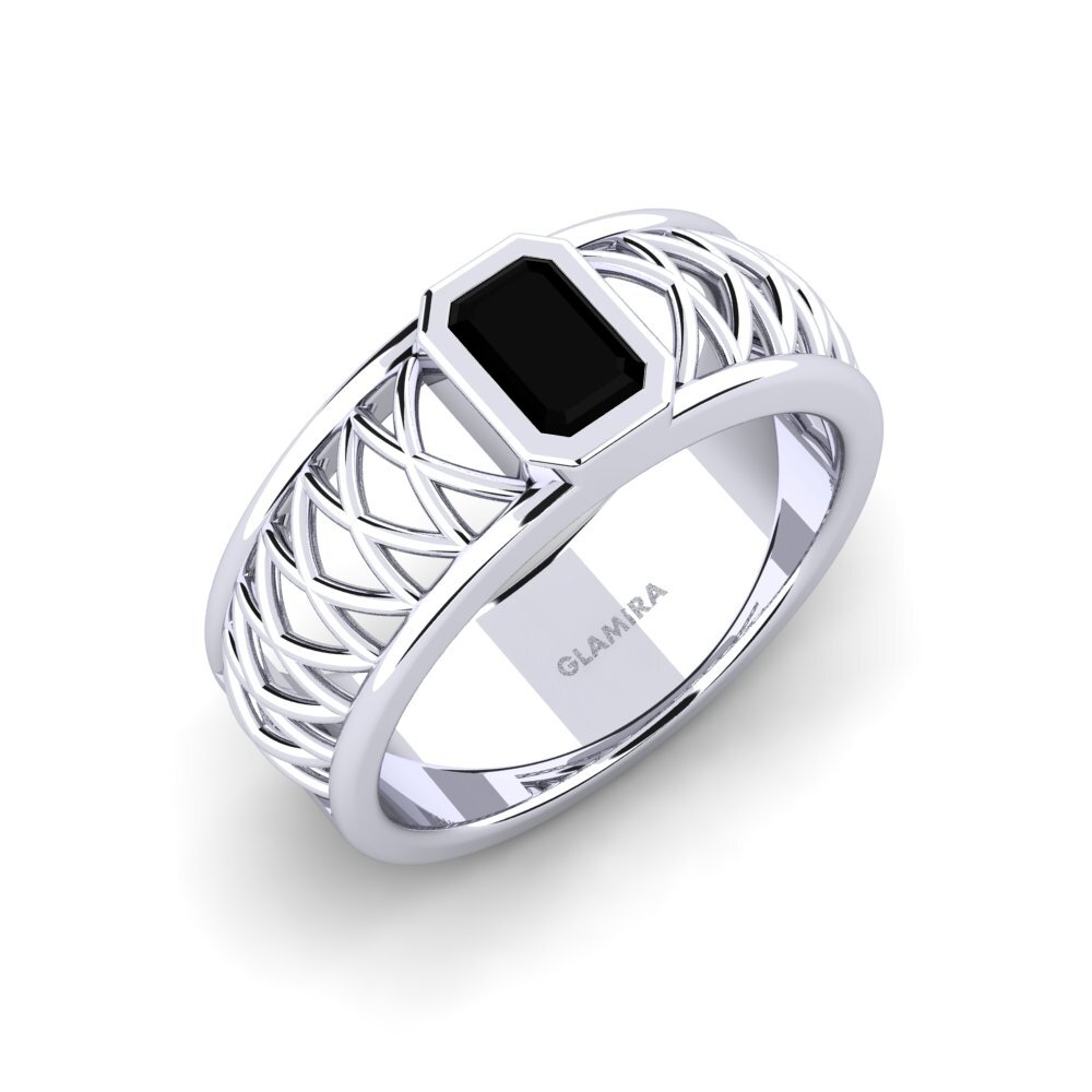 950 Platinum Black Diamond Men's Ring Jonah