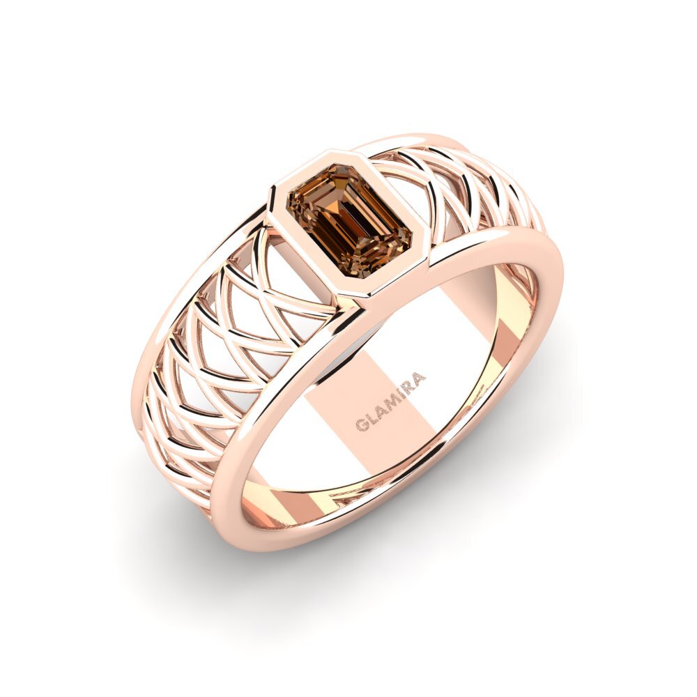 Oro Rosso 750 Diamante Marrone Anello da uomo Jonah