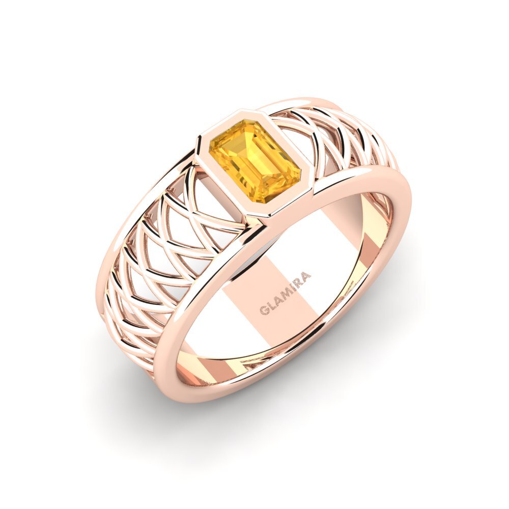 Oro Rosso 585 Citrino Anello da uomo Jonah