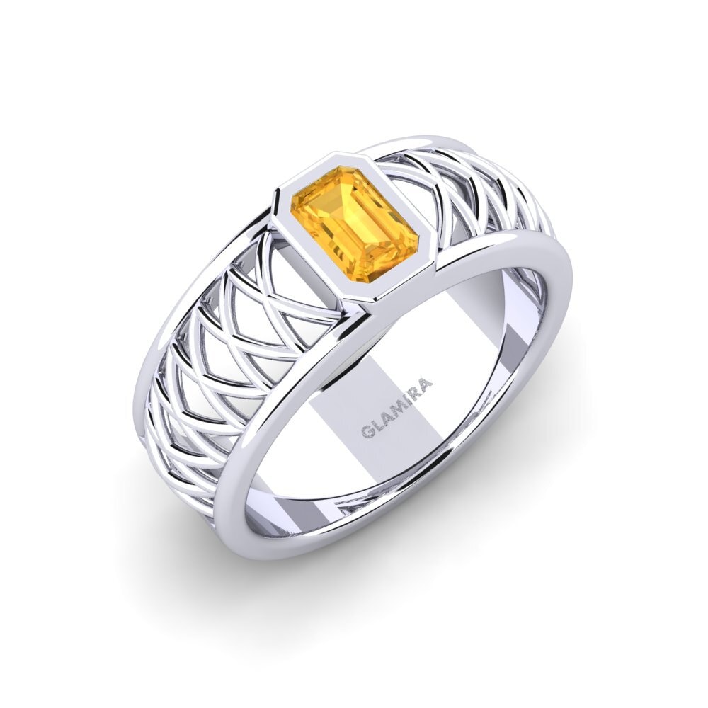 9k White Gold Citrine Men's Ring Jonah