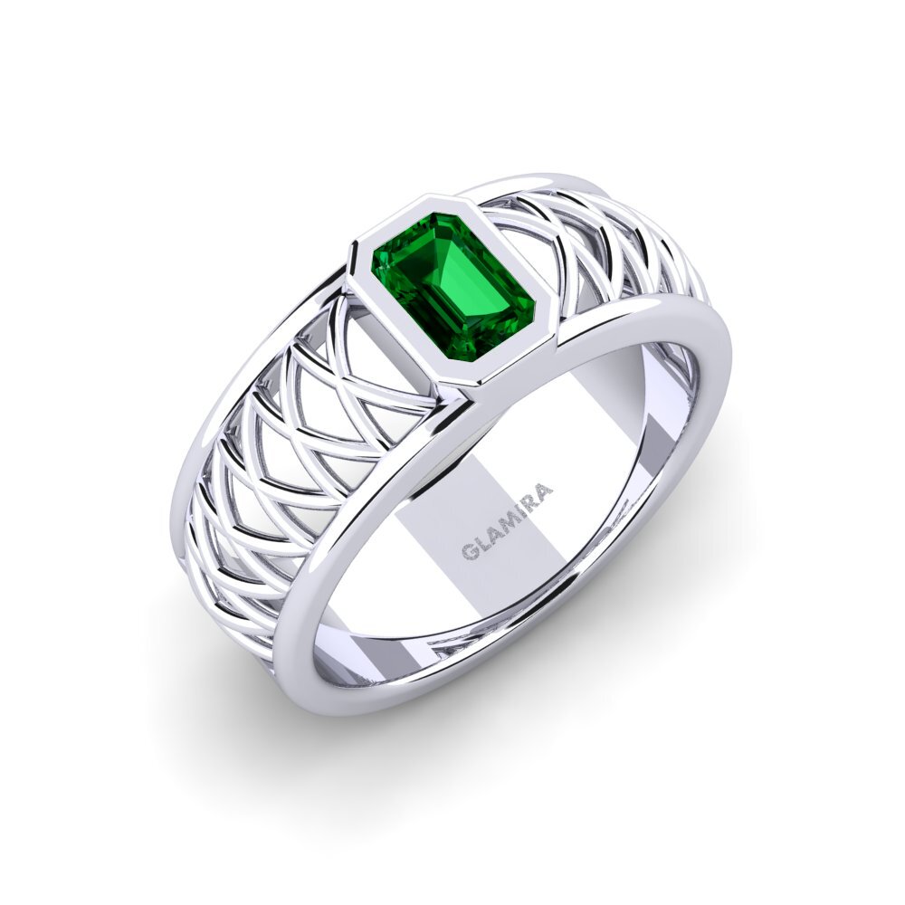 9ct White Gold Green Zirconia Men's Ring Jonah
