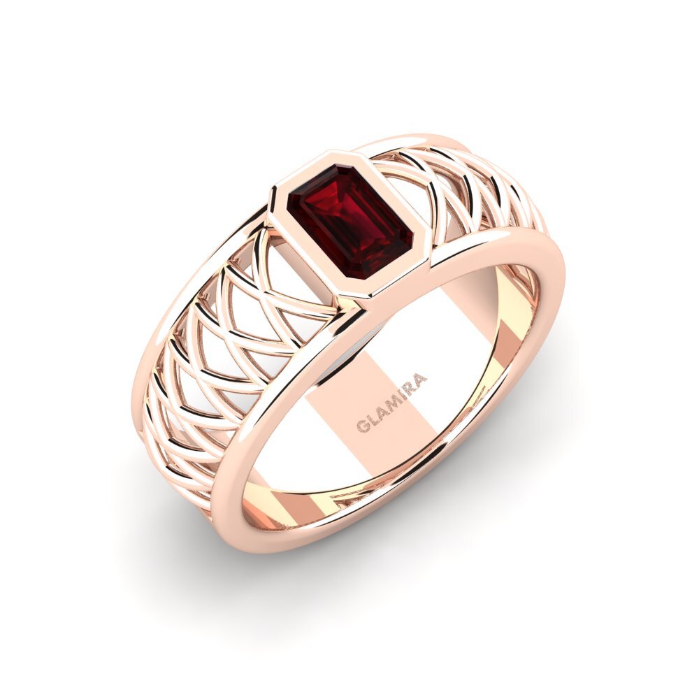 Oro Rosso 750 Granato Anello da uomo Jonah