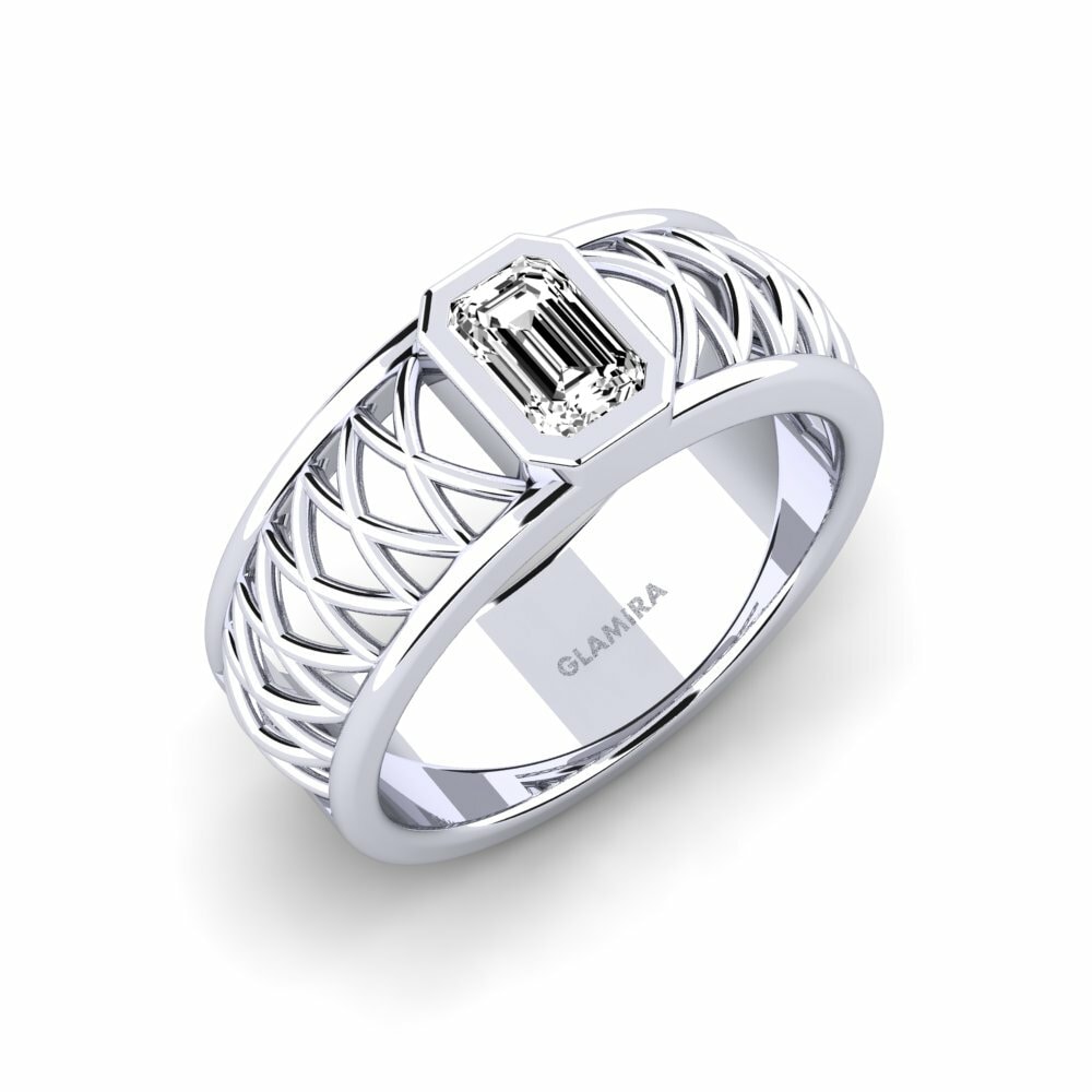 9ct White Gold Moissanite Men's Ring Jonah