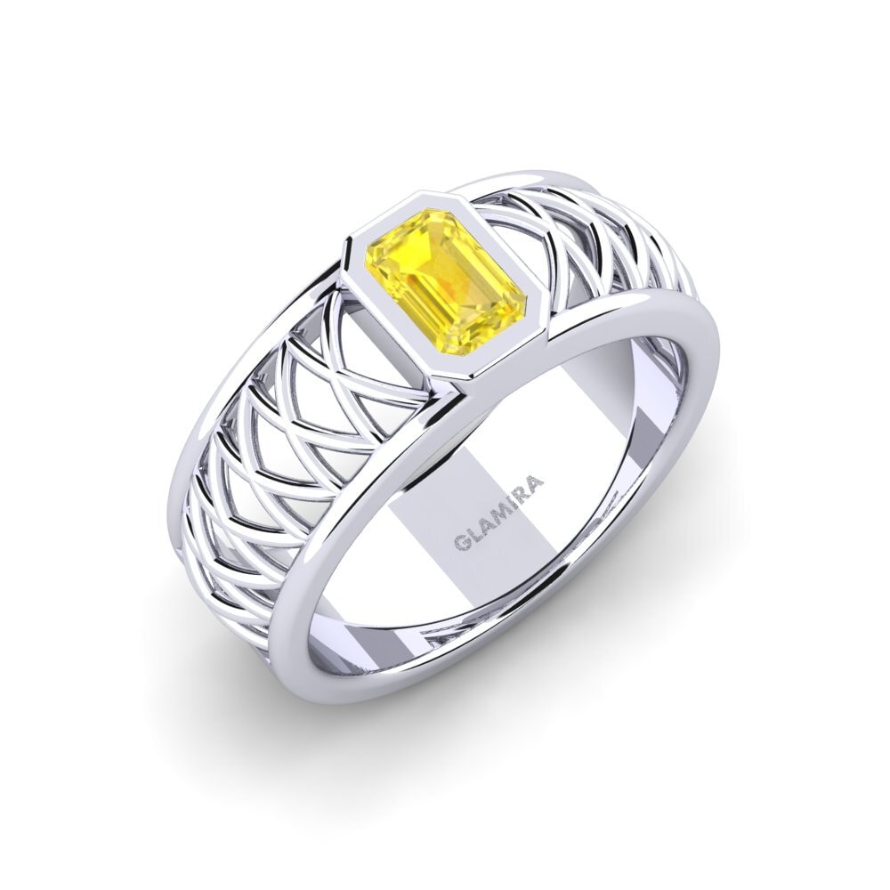 White Silver Yellow Sapphire Men's Ring Jonah