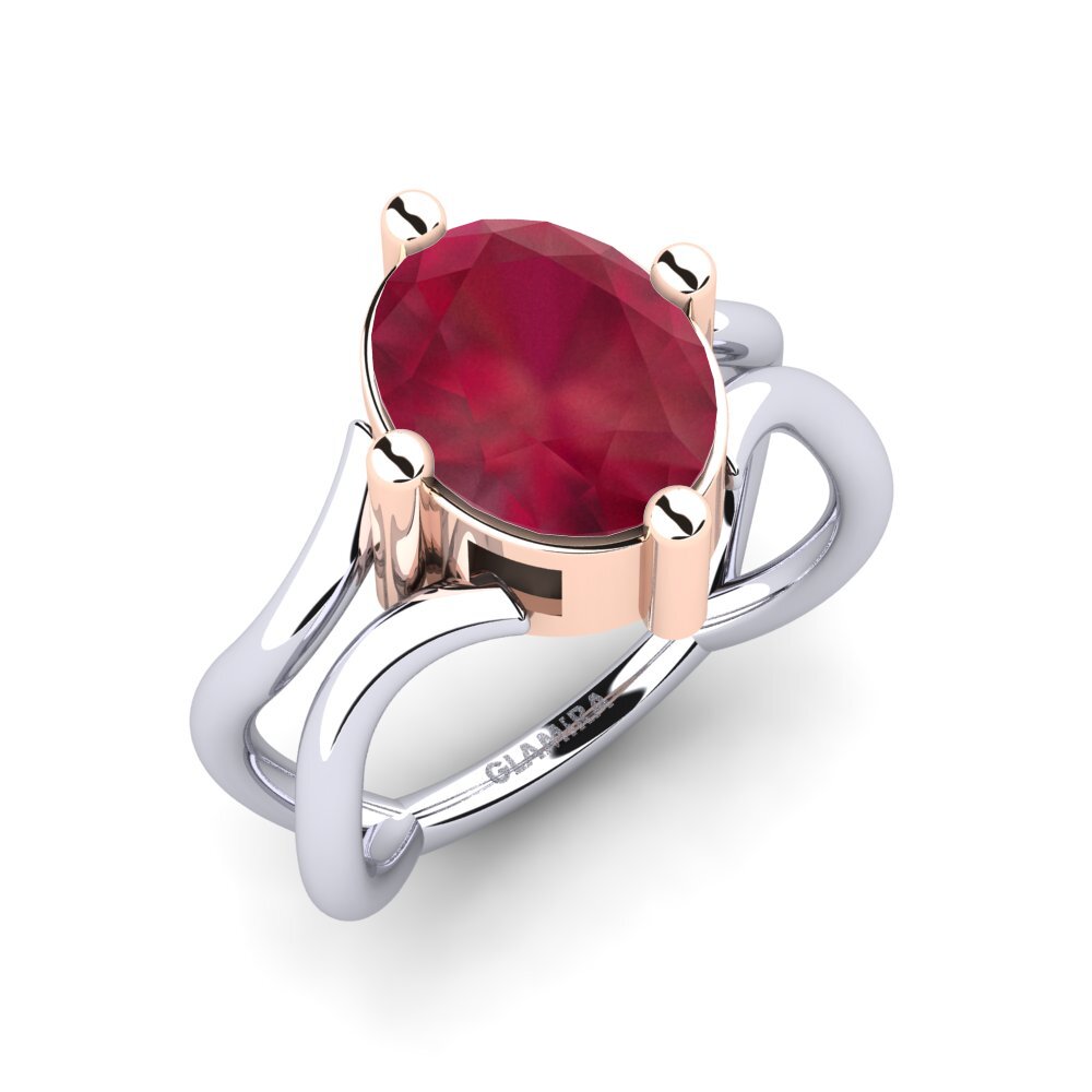14ct White & Rose Gold Ruby Engagement Ring Joncie