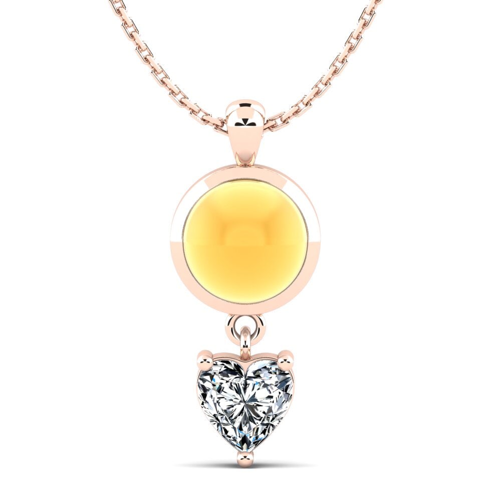 14k Oro Rosa Citrino Cabujón Colgante de Mujer Jonila