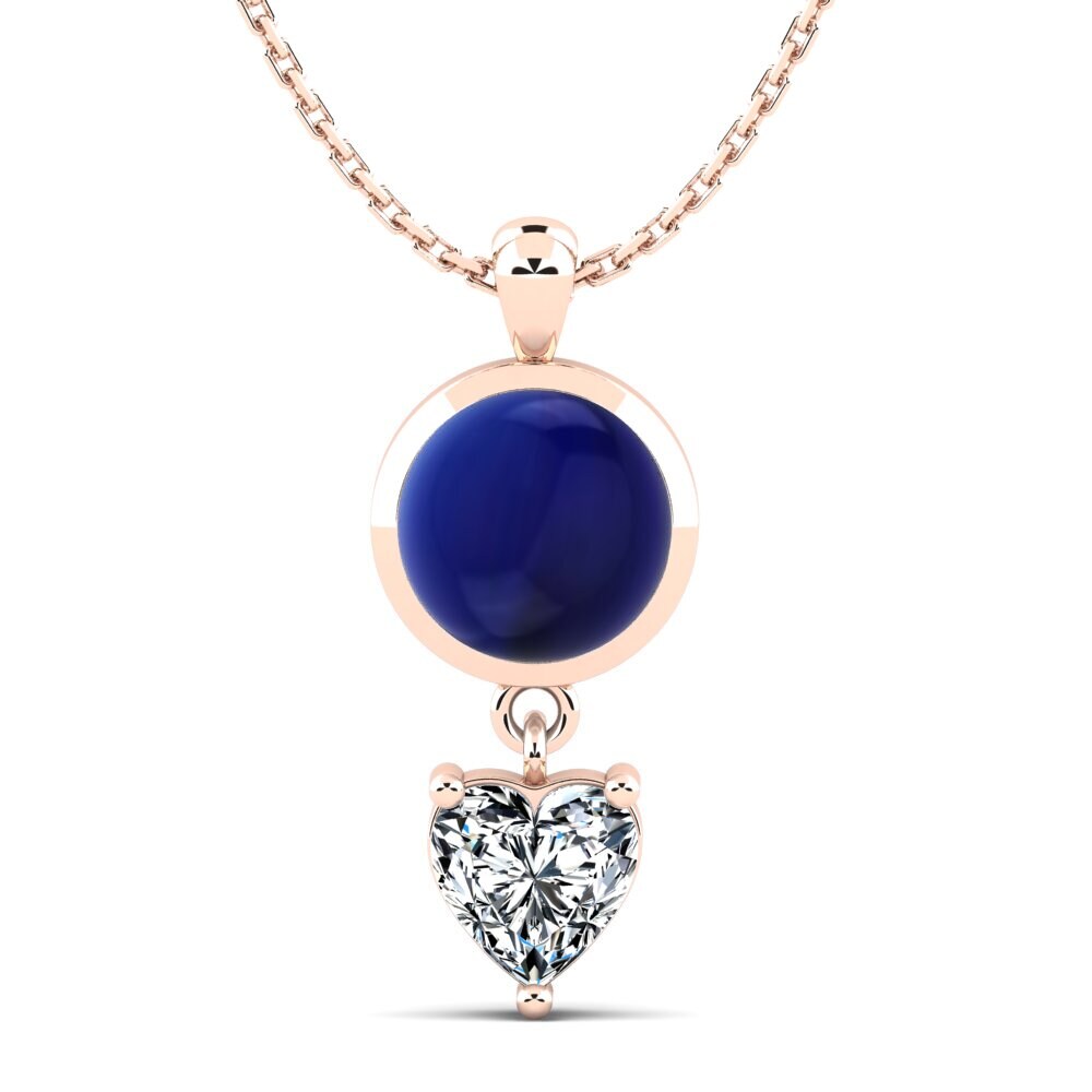 14k Oro Rosa Zafiro Cabujón Colgante de Mujer Jonila