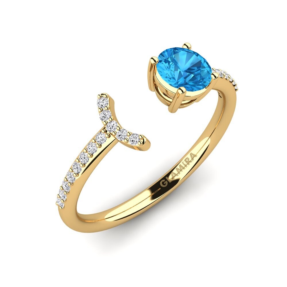 9ct Yellow Gold Blue Topaz Ring Jonquille