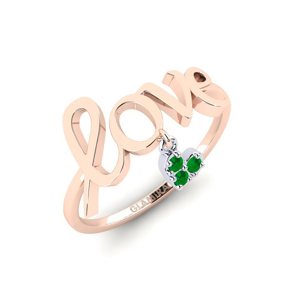 Or Rose& Blanc 14k Émeraude Bague Joobira