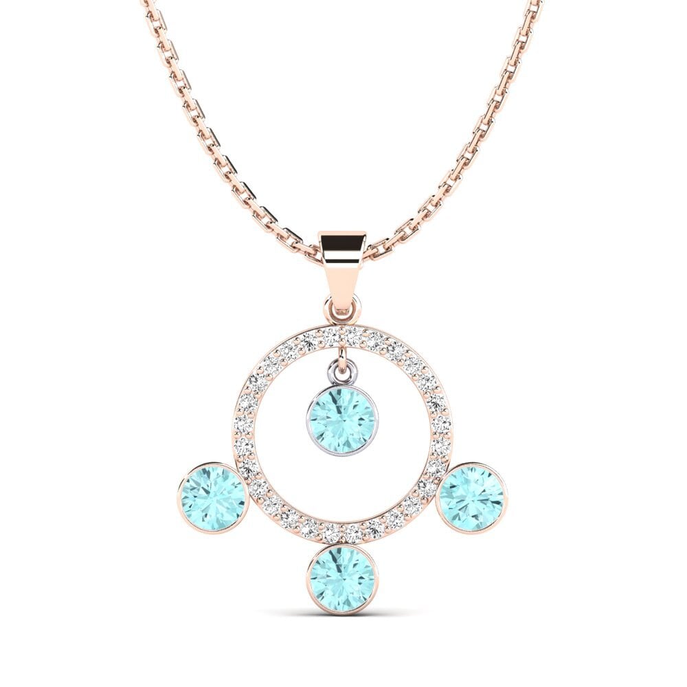 18k Oro Rosa & Blanco Aguamarina Colgante de Mujer Jorah