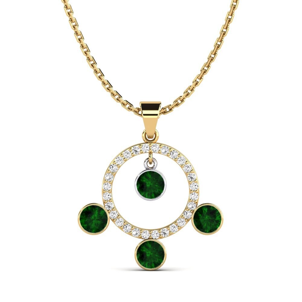 14k Oro Amarillo & Blanco Turmalina verde Colgante de Mujer Jorah