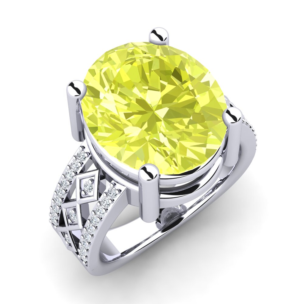 950 Palladium Lemon Quartz Ring Jorgelina