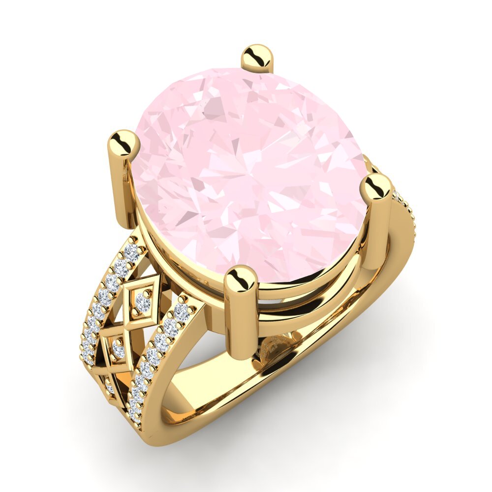 14ct Yellow Gold Rose Quartz Ring Jorgelina
