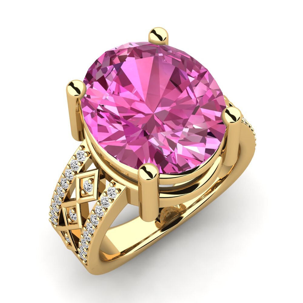 9k Oro Amarillo Topacio Rosa Anillo Jorgelina