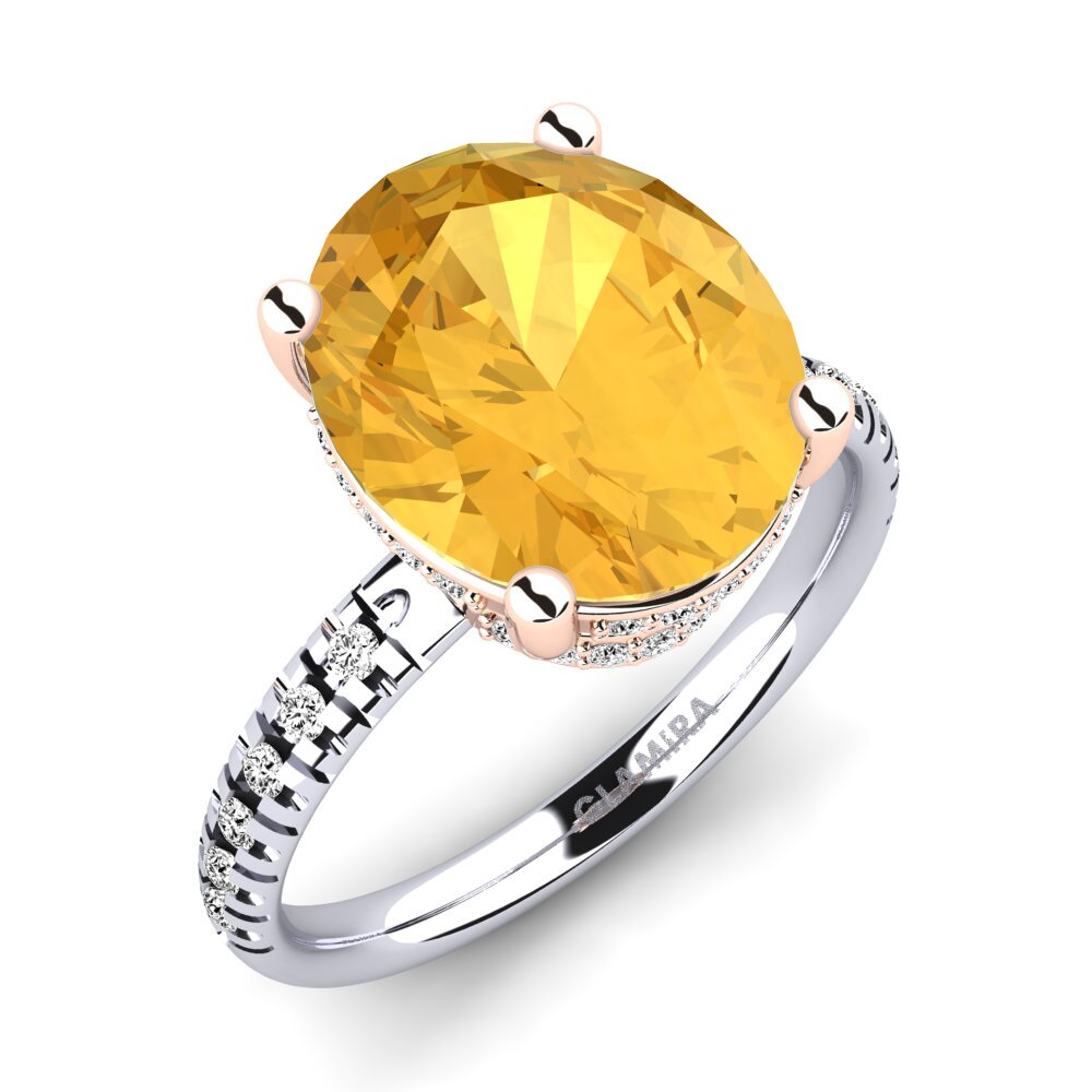 18k Oro Blanco & Rosa Citrino Anillo Josafina
