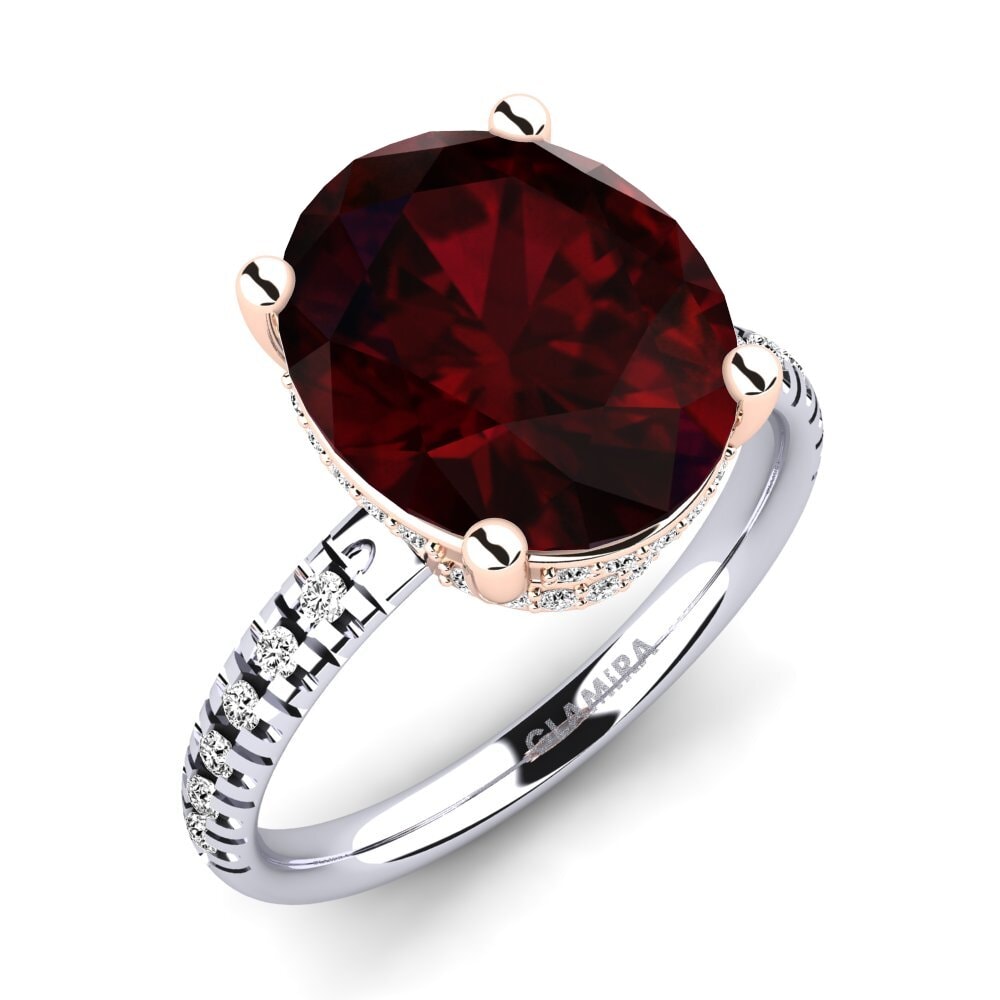 18k Oro Blanco & Rosa Granate Anillo Josafina