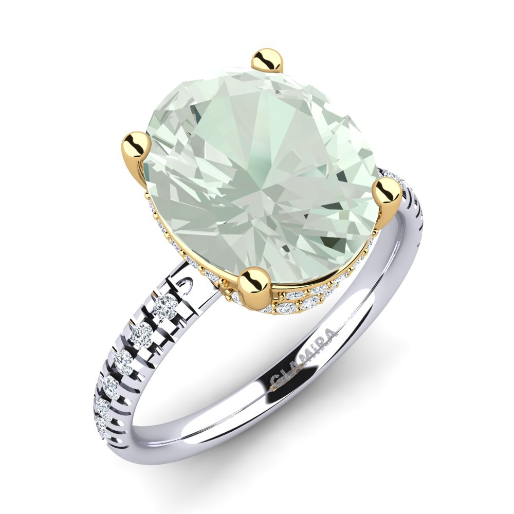 18ct White & Yellow Gold Green Amethyst Ring Josafina