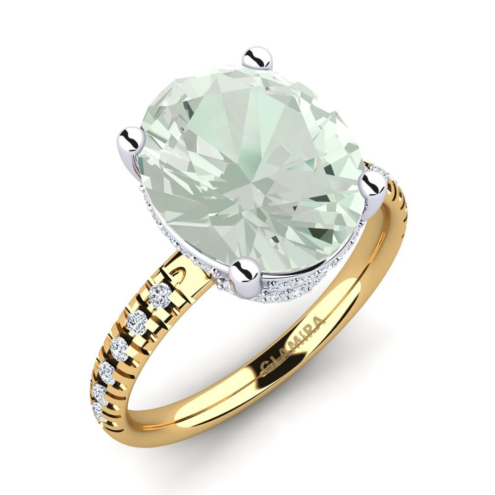 18ct Yellow & White Gold Green Amethyst Ring Josafina