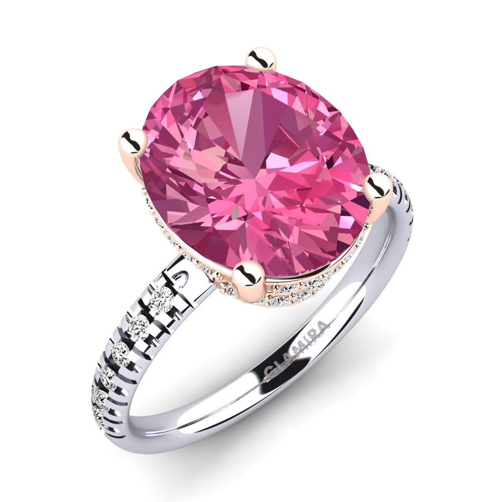 18k Oro Blanco & Rosa Turmalina rosa Anillo Josafina
