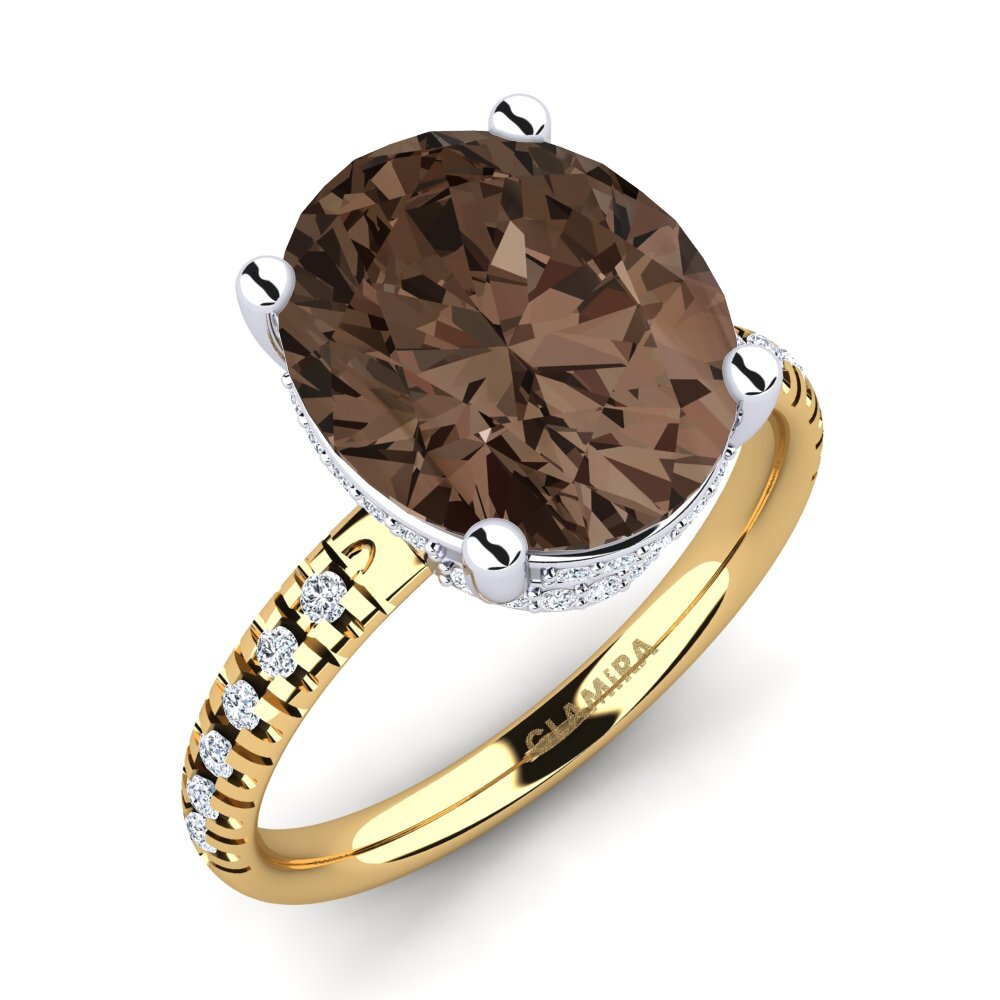 9ct Yellow & White Gold Smoky Quartz Ring Josafina