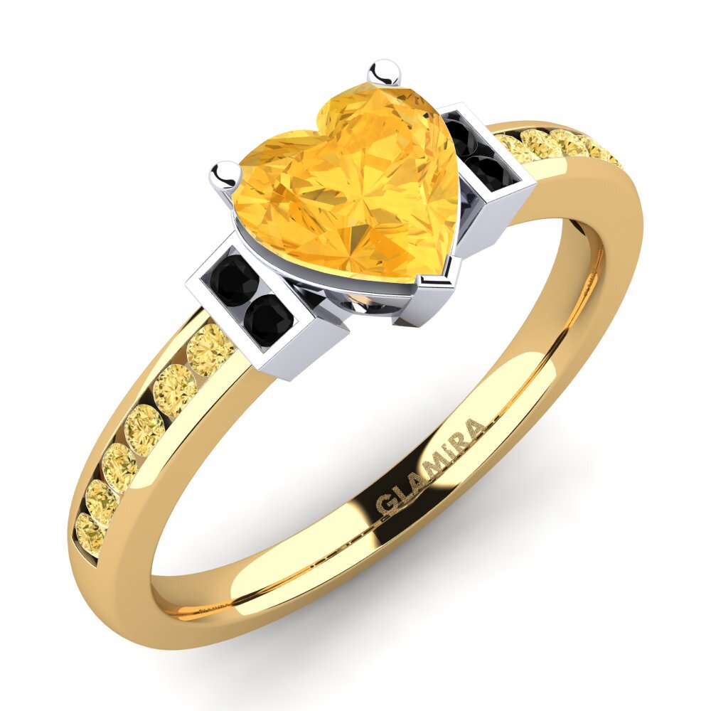 14k Oro Amarillo & Blanco Citrino Anillo de compromiso Josephine