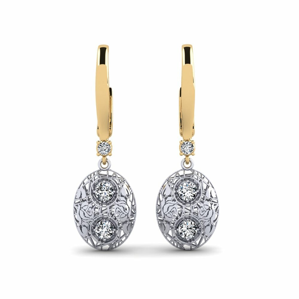 14k Oro Amarillo & Blanco Pendiente de mujer Josunee