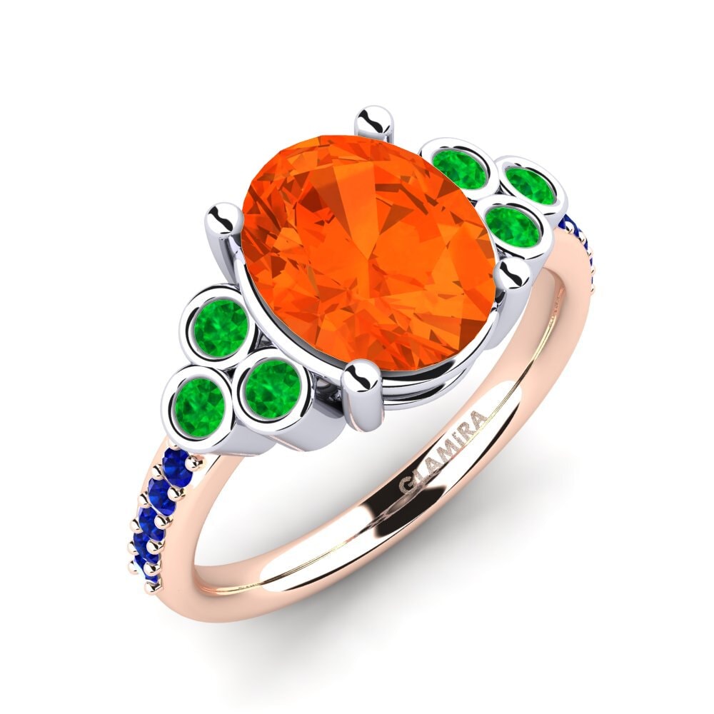 18K Rose & White Gold Fire-Opal Engagement Ring Joulaya