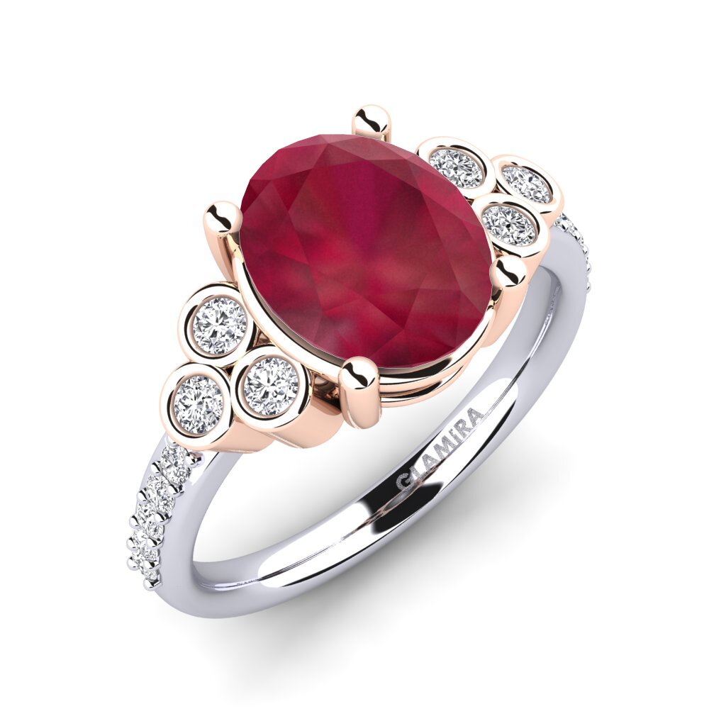 14ct White & Rose Gold Ruby Engagement Ring Joulaya