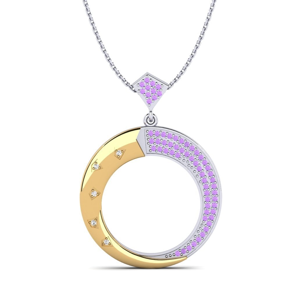 9k Oro Blanco & Amarillo Amatista Colgante de Mujer Jovana