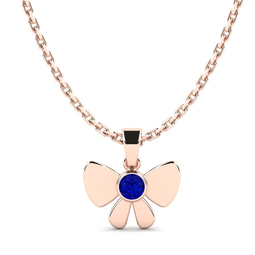 14k Oro Rosa Zafiro Colgante para Niño Jove