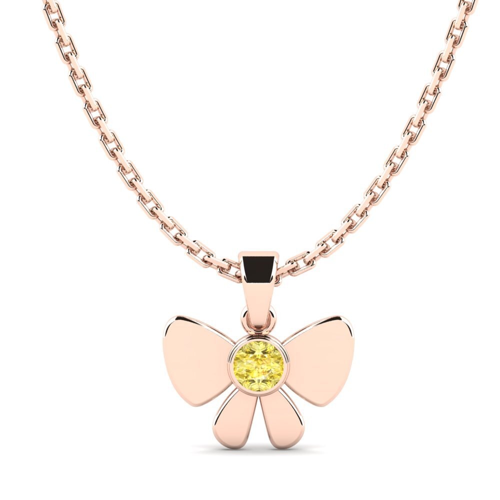 14k Oro Rosa Zafiro amarillo Colgante para Niño Jove
